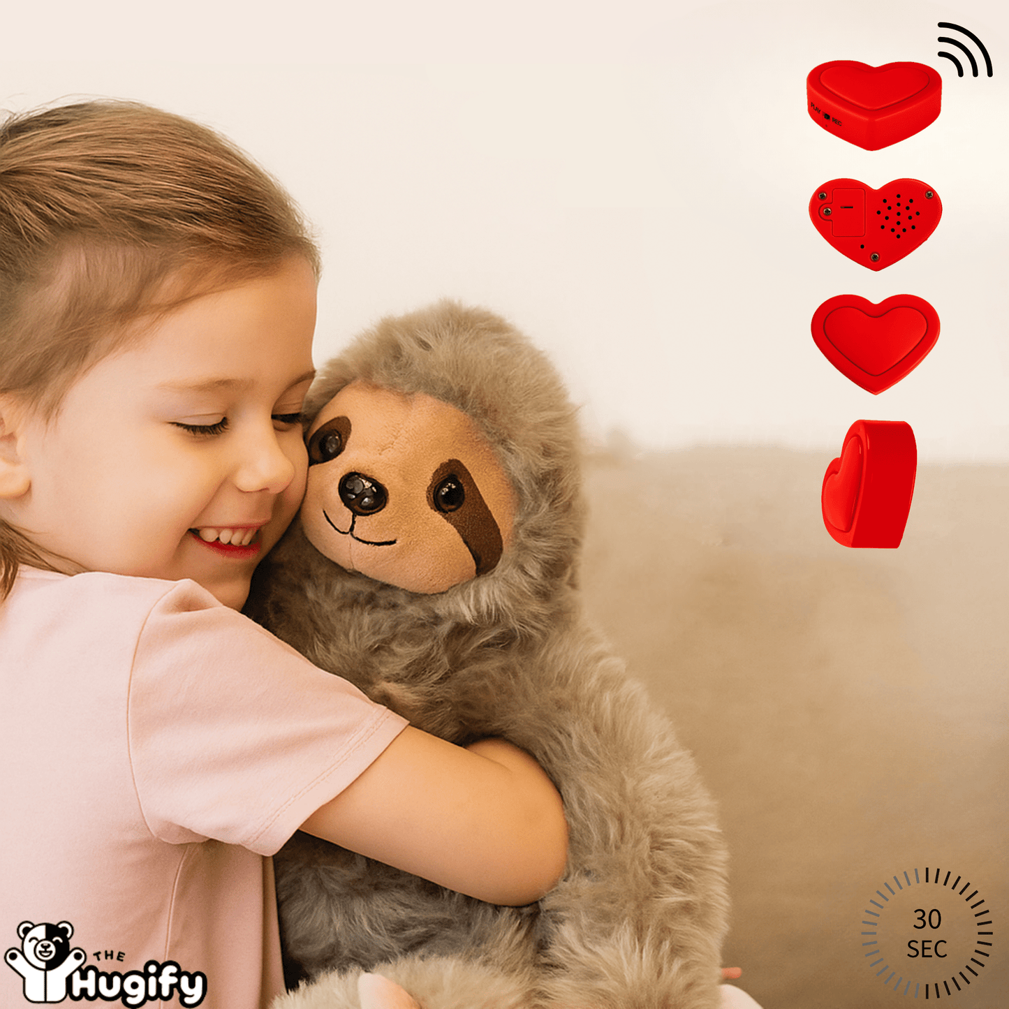 Knuffelbeer Love Roze - Met voicerecorder